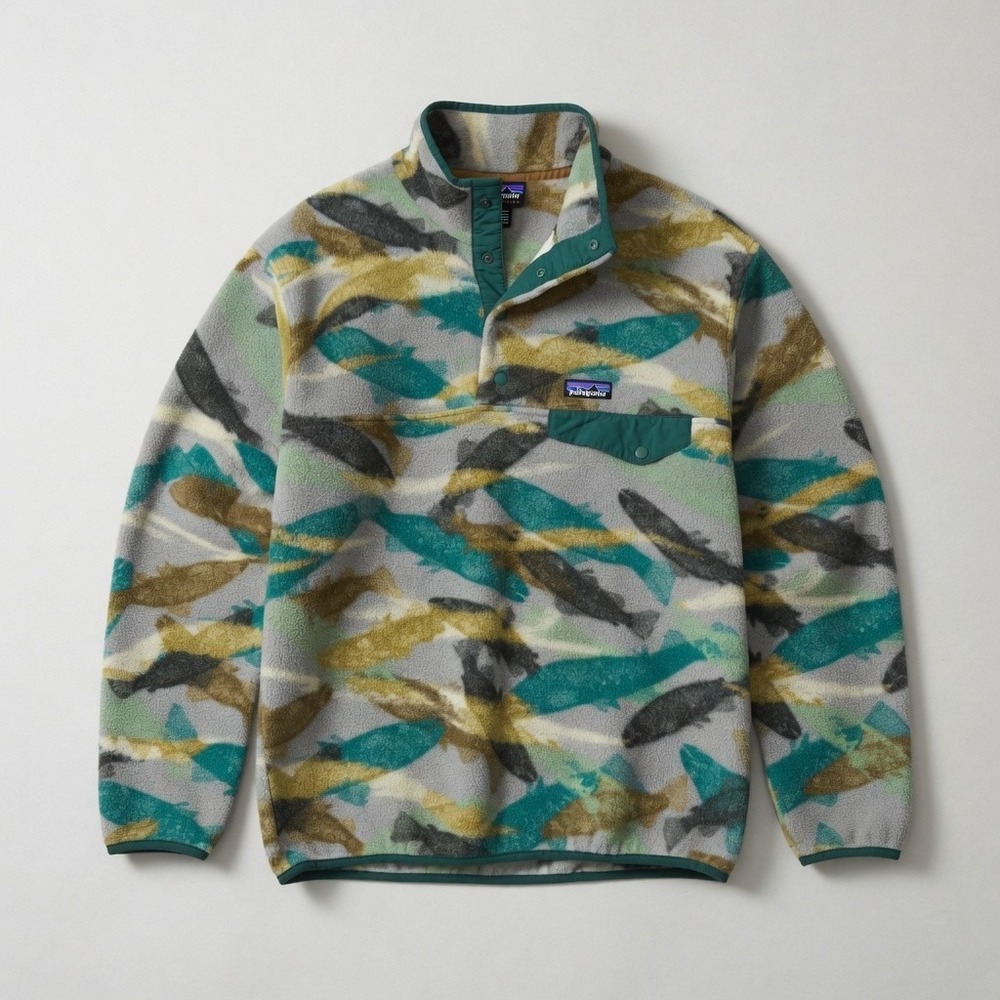 Patagonia Synchilla Snap-T Fleece Pullover Large Trout Tails Legend Green Rare